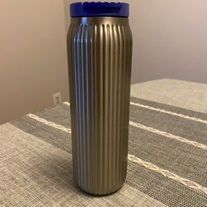 Starbucks ribbed travel mug in stainless steel with vacuum cap